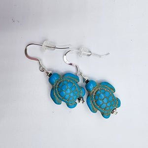 Sterling Silver Turquoise Turtle Earrings